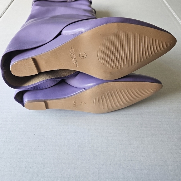 Liliana Lavender Purple Mutto-1 Padlock Detail Wedge Knee High Boot - Picture 6 of 9